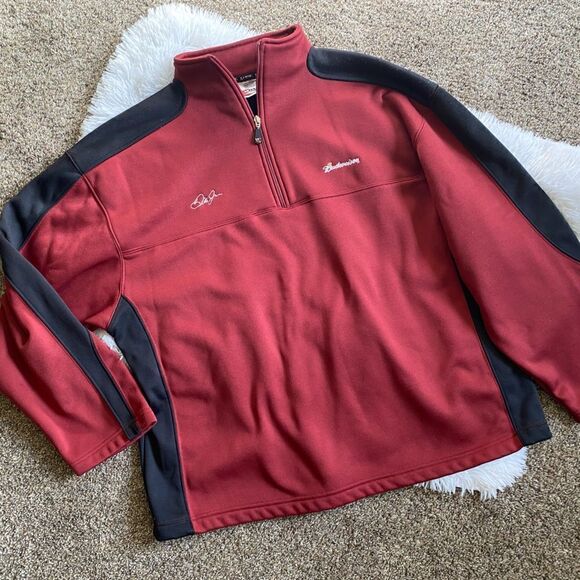 Chase Authentics Budweiser Dale Jr. Quarter Zip Pullover Mens Size XL Burgundy - Picture 1 of 10